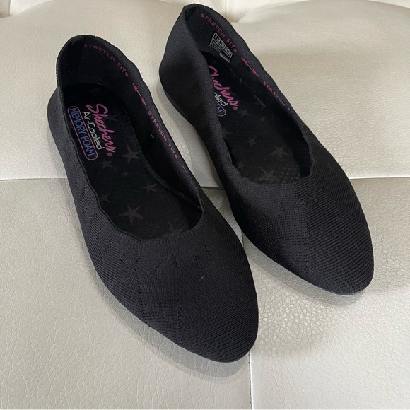 Skechers Cleo 2.0 Love Spell Black Size US 8 Memory Foam Flats scalloped edges - Picture 1 of 8